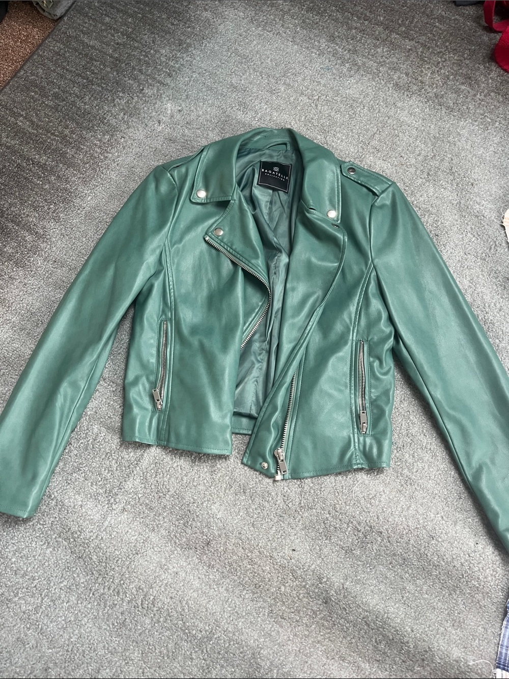 Teal Faux Leather Jacket